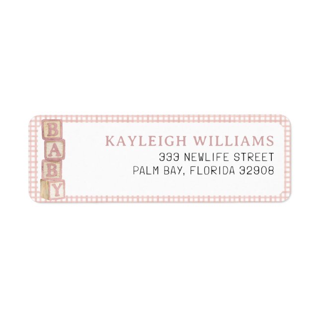 Étiquette Dusty Rose Baby Blocks Return Address Label (Devant)