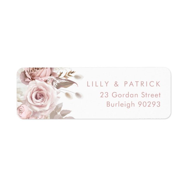 Étiquette Dusty Rose & Blush Modern Mariage Adresse de retou (Devant)