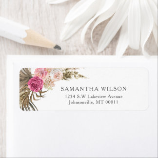 Étiquette Dusty Rose Floral Boho Mariage