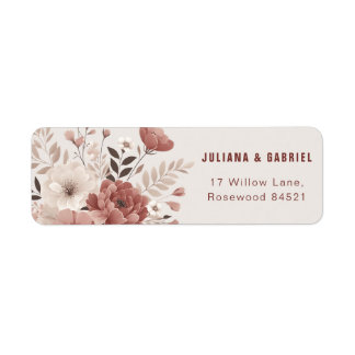 Étiquette Dusty Rose Moderne Floral Mariage Adresse