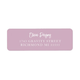 Étiquette Dusty Rose Moderne Lettres à la main Adresse scéna