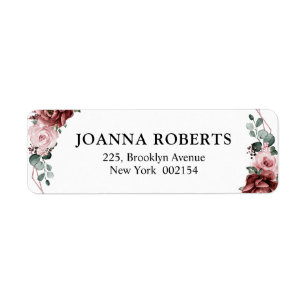 Étiquette Dusty rose Rose floral Mariage géométrique