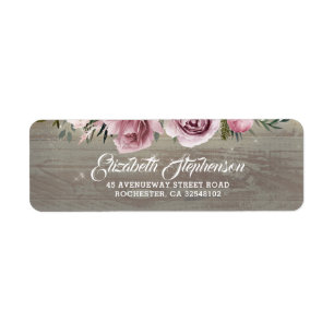 Étiquette Dusty Rose Rustic Country Floral Mariage