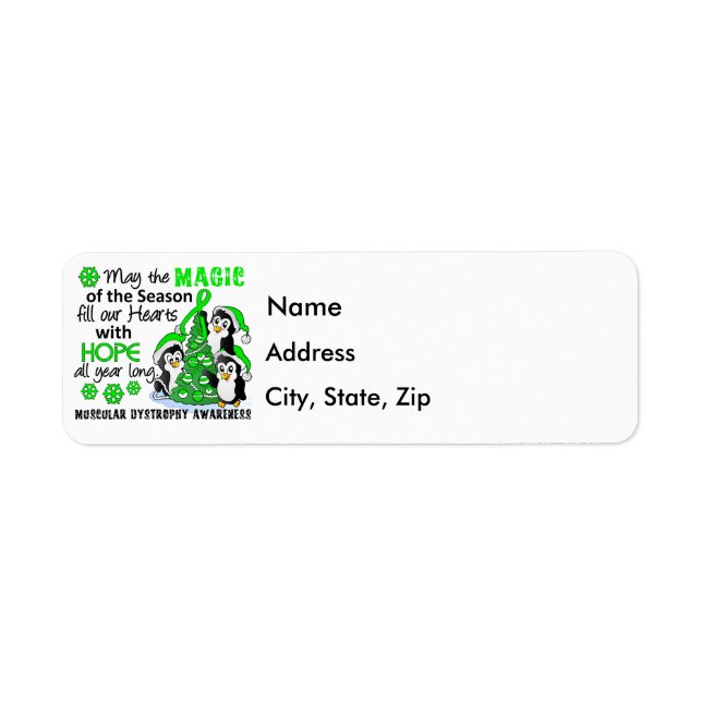 Étiquette Dystrophie musculaire des pingouins de Noël (Devant)