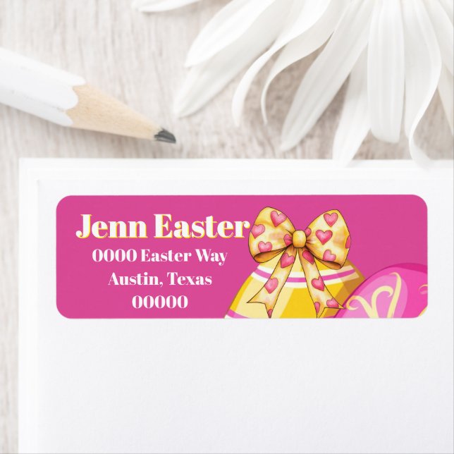 Étiquette Easter Eggs in Pink and Yellow (En situation)
