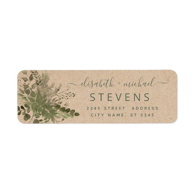 Étiquette Eau de l'artisanat vert eucalyptus script couple (Devant)