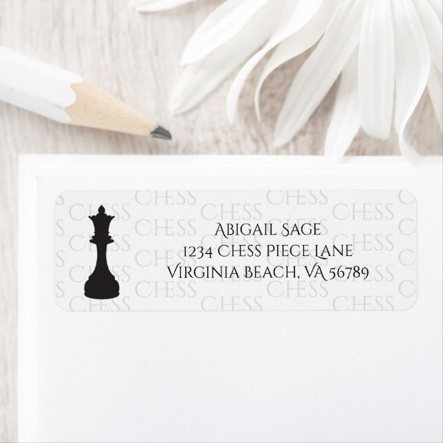 Étiquette Échecs Queen Classic Pièce Moderne Adresse (En situation)
