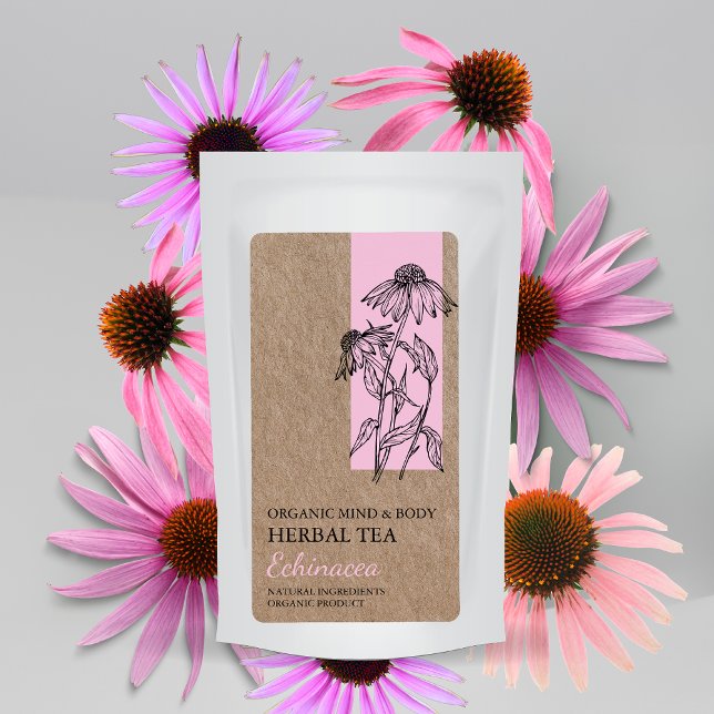 Étiquette Echinacea bio Tea à base de plantes Kraft Étiquett (Créateur téléchargé)