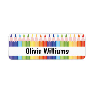 Étiquette École Crayons colorés simples Retour à l'école