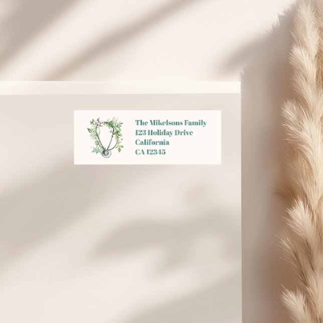 Étiquette École de soins infirmiers Boho Green Watercolor Gr (Créateur téléchargé)