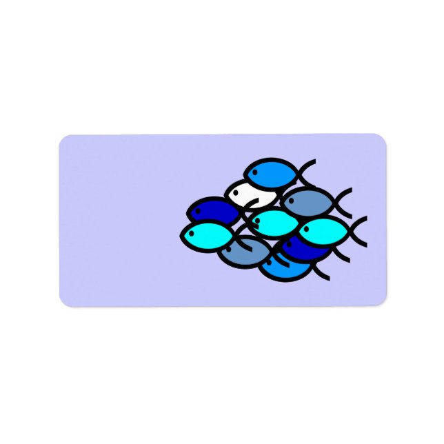 Étiquette École des symboles de poissons chrétiens - Bleu - (Devant)