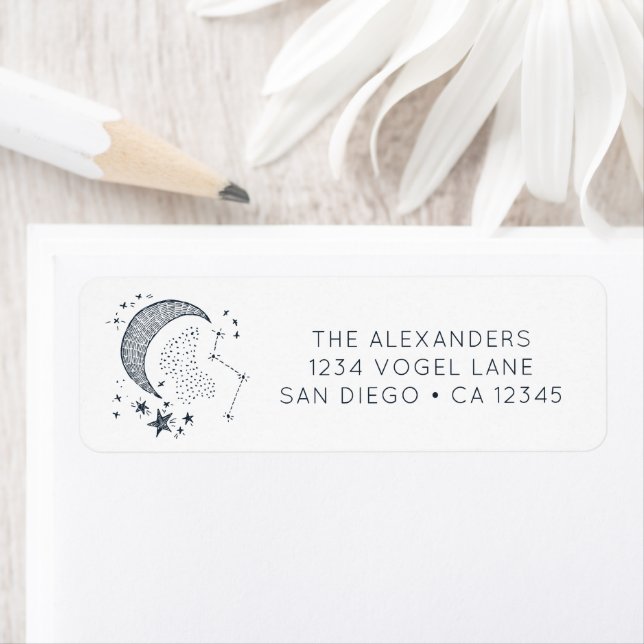 Étiquette Écrit dans la constellation des étoiles (En situation)