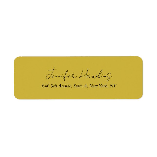 Étiquette Écriture manuscrite professionnelle couleur or (Devant)