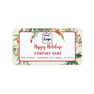 Étiquette Écriture moderne Happy Holidays logo rouge saint