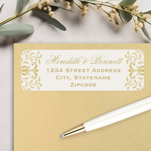 Étiquette Ecru Gold Vintage Glamour Wedding Return Address