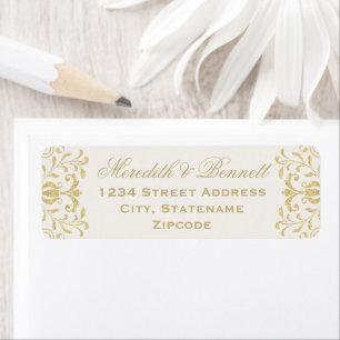 Étiquette Ecru Gold Vintage Glamour Wedding Return Address