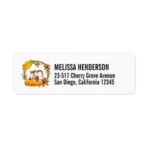 Étiquette Écureuil de la couronne florale Automne Rustique