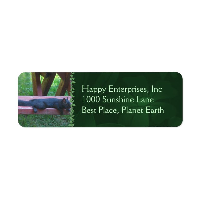 Étiquette Écureuil noir (Devant)