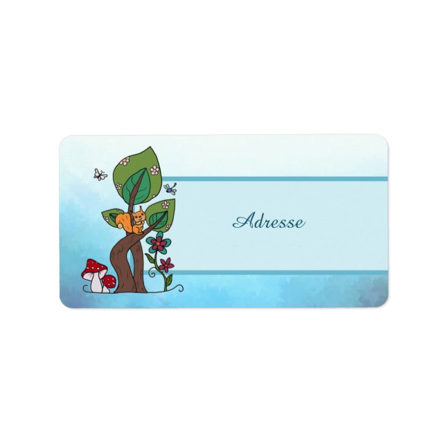 Étiquette Écureuils dans l'arbre (Devant)