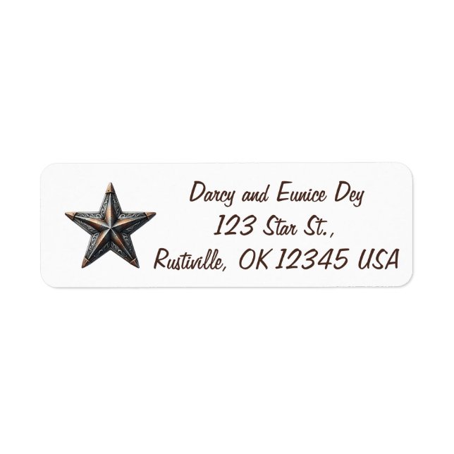 Étiquette Editable Rustic Star Return Address (Devant)