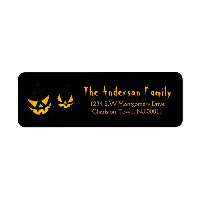 Étiquette Éffrayant Halloween Jack-O-Lantern Citrouille (Devant)