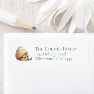 Étiquette Egg-stra Cute Easter Cat Return Address Labels