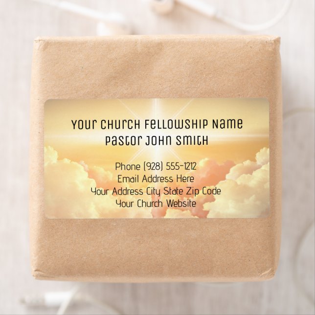 Étiquette Église commerciale nuageuse céleste chrétienne  (En situation)