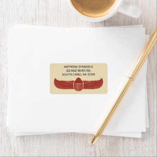 Étiquette Égypte Scarab Beetle à ailes Adresse de retour