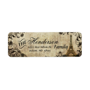 Étiquette Eiffel Tower Vintage Wedding Adresse de retour Lab