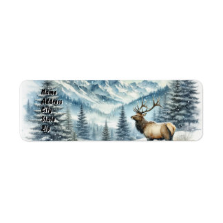 Étiquette Élan majestueux Faune de la montagne enneigée