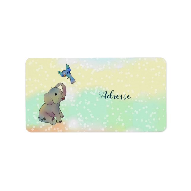 Étiquette Elefant und Vogel (Devant)
