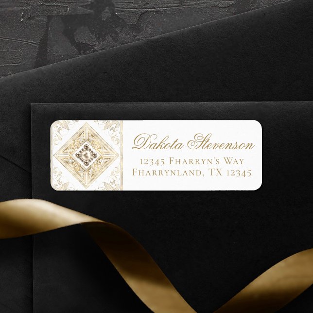 Étiquette Élégance de l'organisation | Adresse bijoux blanc  (Créateur téléchargé)