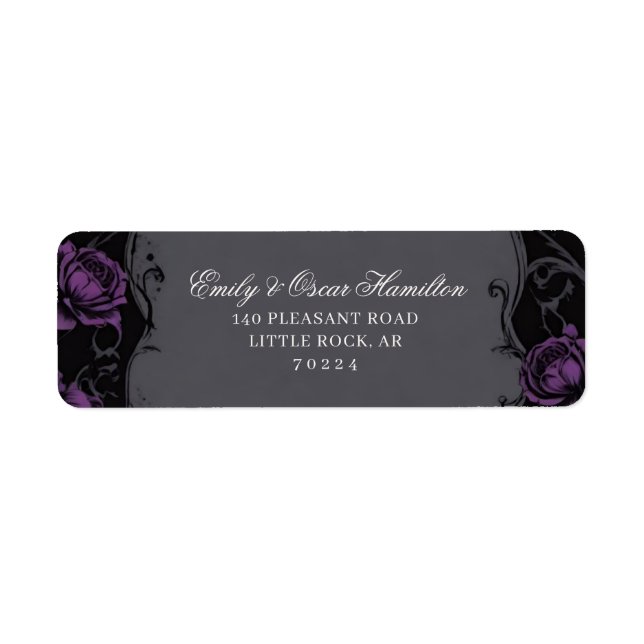 Étiquette Élégance Gothique Rose Violette Bohème Adresse de  (Devant)