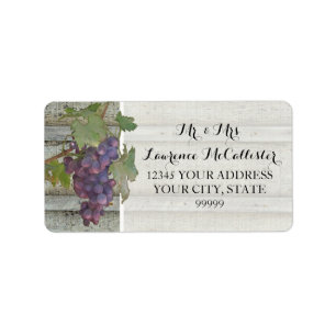 Étiquette Elégance rustique Rouge Vin raisins Mariage bois