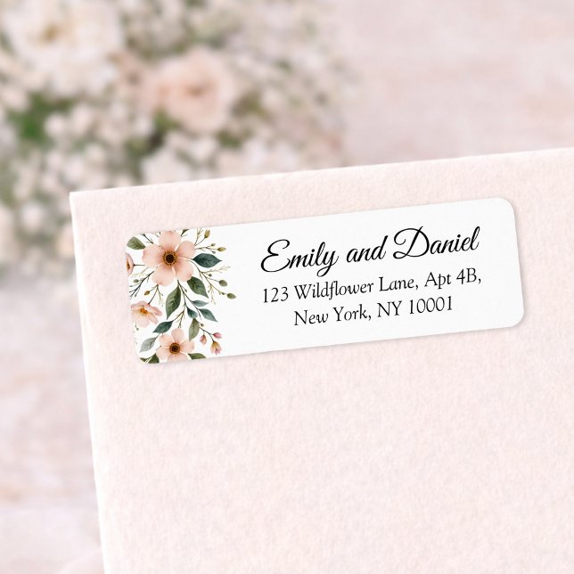 Étiquette Elegant Anemone Wildflower Wedding Return Address  (Créateur téléchargé)