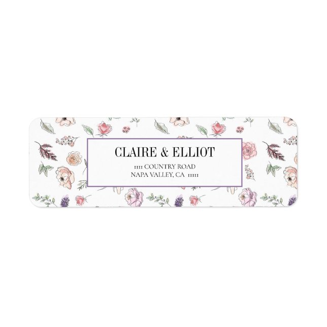 Étiquette Élégant Appartement moderne Botanique Vert Mariage (Devant)