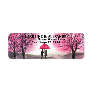 Étiquette Elégant Aquarelle Cherry Blossom Mariage Retour