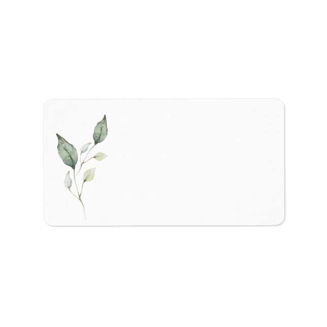 Étiquette Elégant Aquarelle douce Mariage Feuille vert