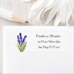 Étiquette Élégant aquarelle lavande herbes floral mariage L