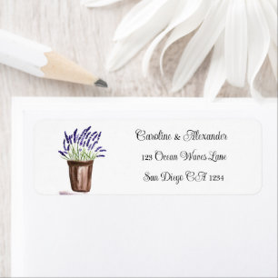 Étiquette Élégant Aquarelle Lavande Herbes Floral Mariage L