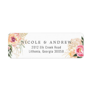 Étiquette Elégant Aquarelle Peony   Mariage floral rose