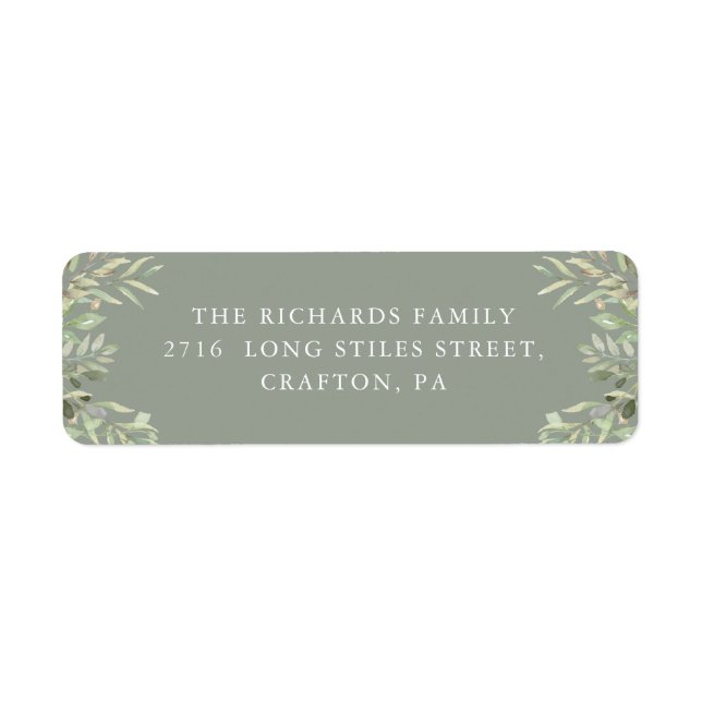 Étiquette Elégant aquarelle verdure Foliage Adresse de retou (Devant)