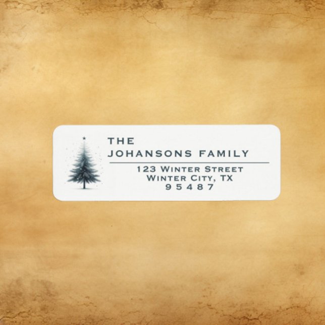 Étiquette Élégant Arbre de Noël - Adresse de retour (Créateur téléchargé)