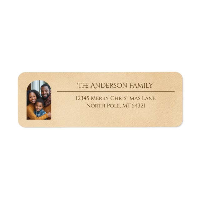 Étiquette Elegant Arch Family Photo Beige Return Address (Devant)