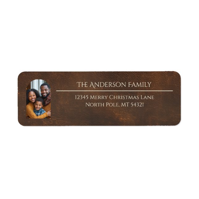 Étiquette Elegant Arch Family Photo Brown Return Address (Devant)