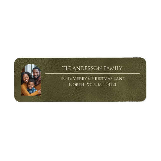Étiquette Elegant Arch Family Photo Green Return Address (Devant)