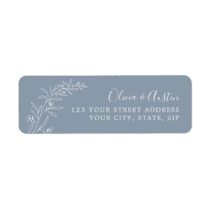 Étiquette Élégant Automne Dusty Blue Mariage Adresse de reto