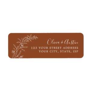 Étiquette Élégant Automne Terracotta Mariage Adresse de reto
