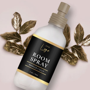 Étiquette Elégant Black & Gold Moderne Chambre Mist Spray Ét
