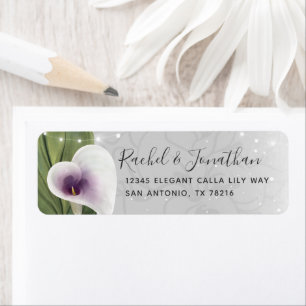 Étiquette Elegant blanc et violet Calla Lily Adresse de reto